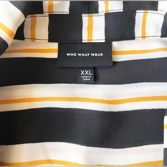 Who What Wear Striped Button-Up Tie Blouse - Picture 3 of 9